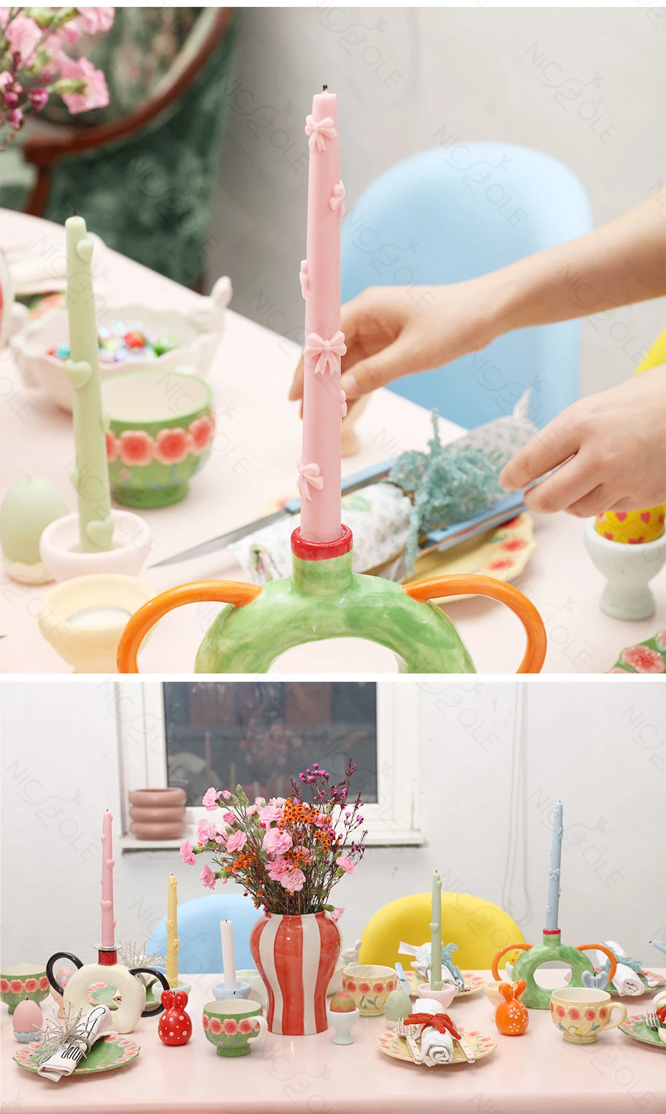 Silicone Bow and Heart Taper Candle Mold for Homemade Decor
