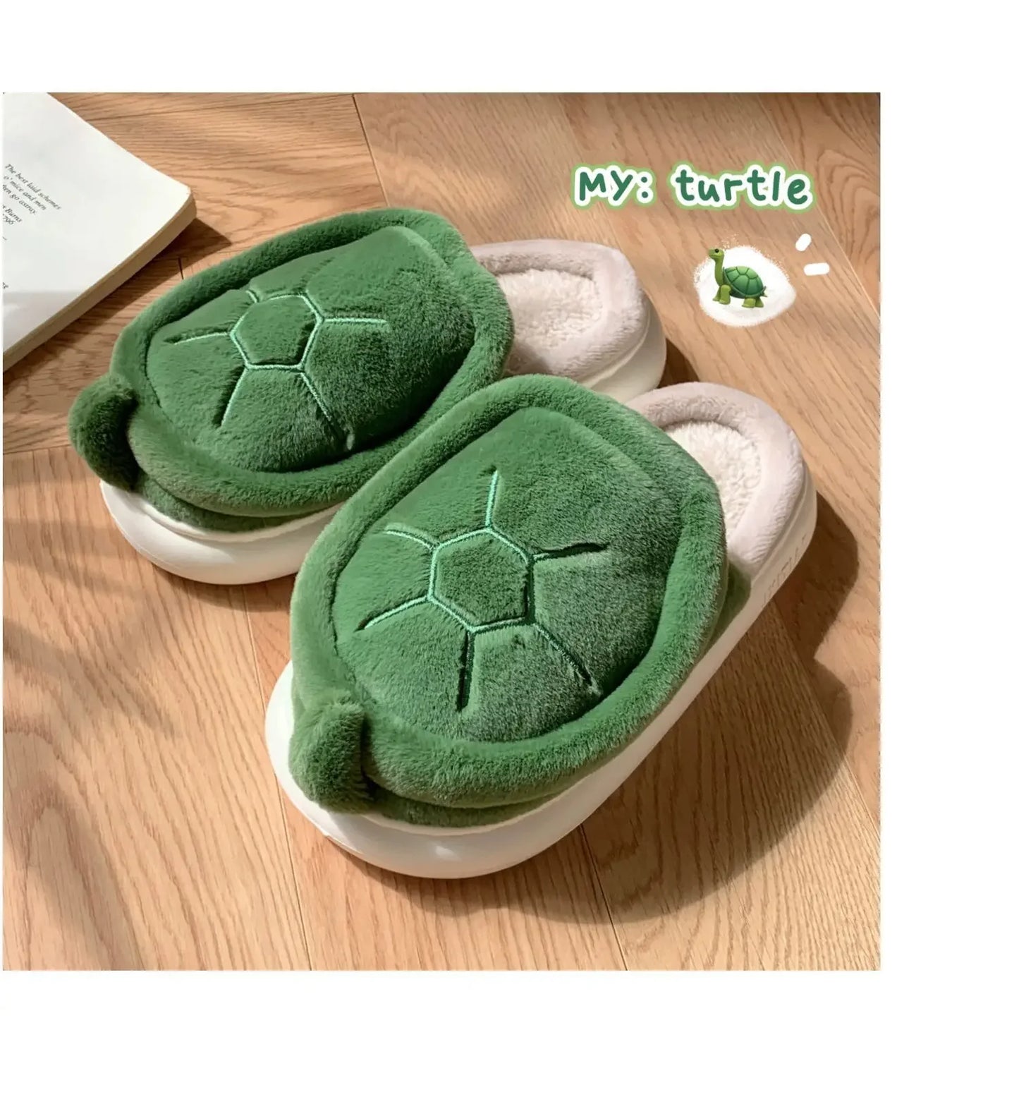 Cute Turtle Plush Slippers | Soft Warm Indoor Winter Footwear