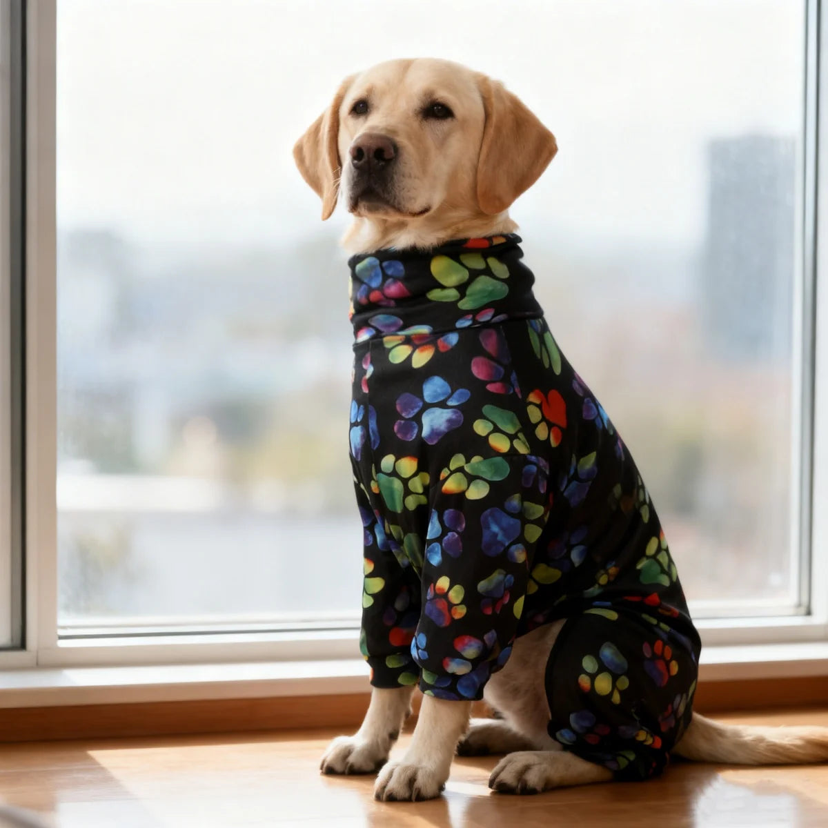 Comfortable Black Paw Print Pajamas for Dogs | Cozy Pet Clothing