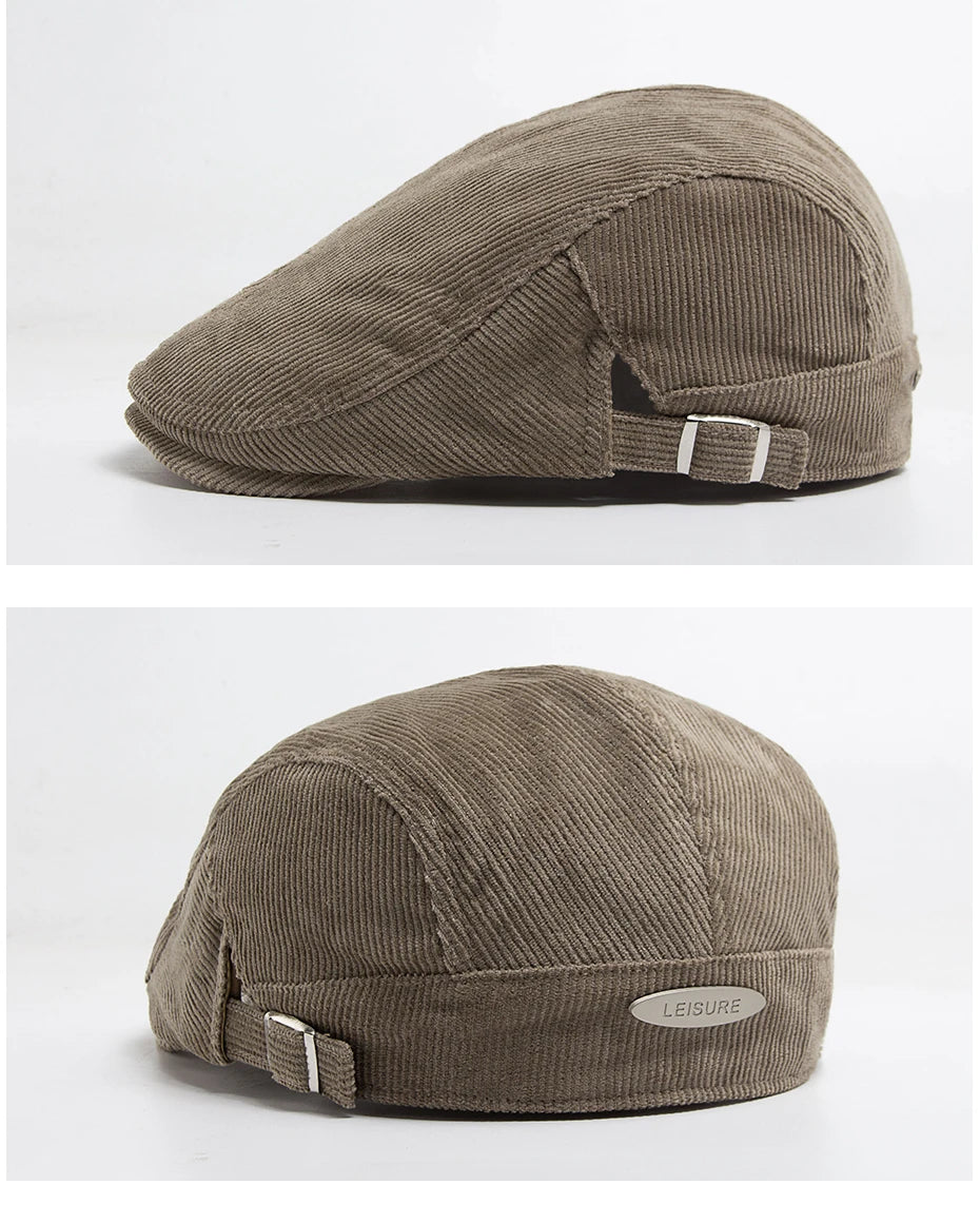 Unisex Corduroy Beret Hat | Vintage Newsboy Cap for All Seasons