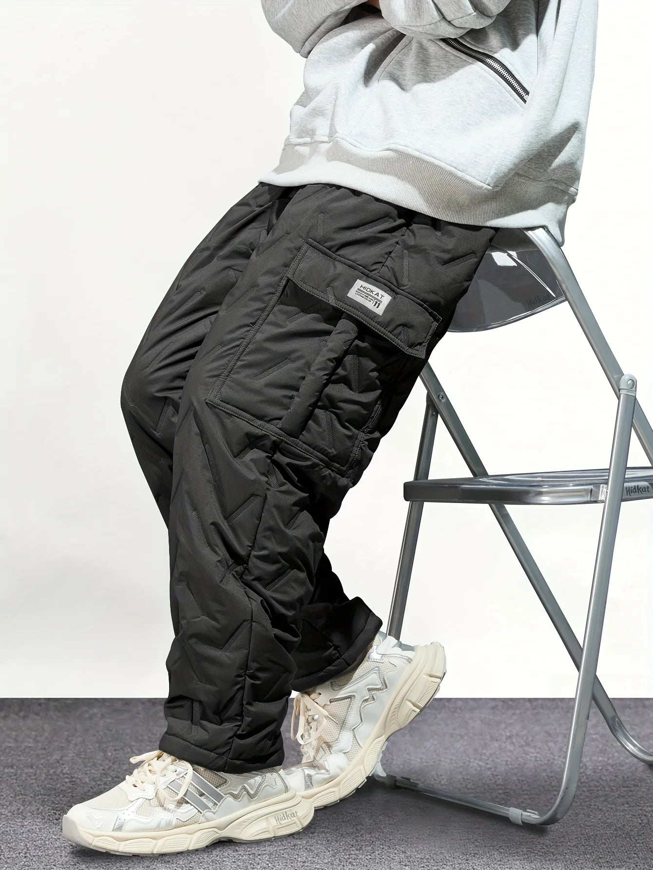 Men's Insulated Fleece-Lined Cargo Pants for Winter Warmth