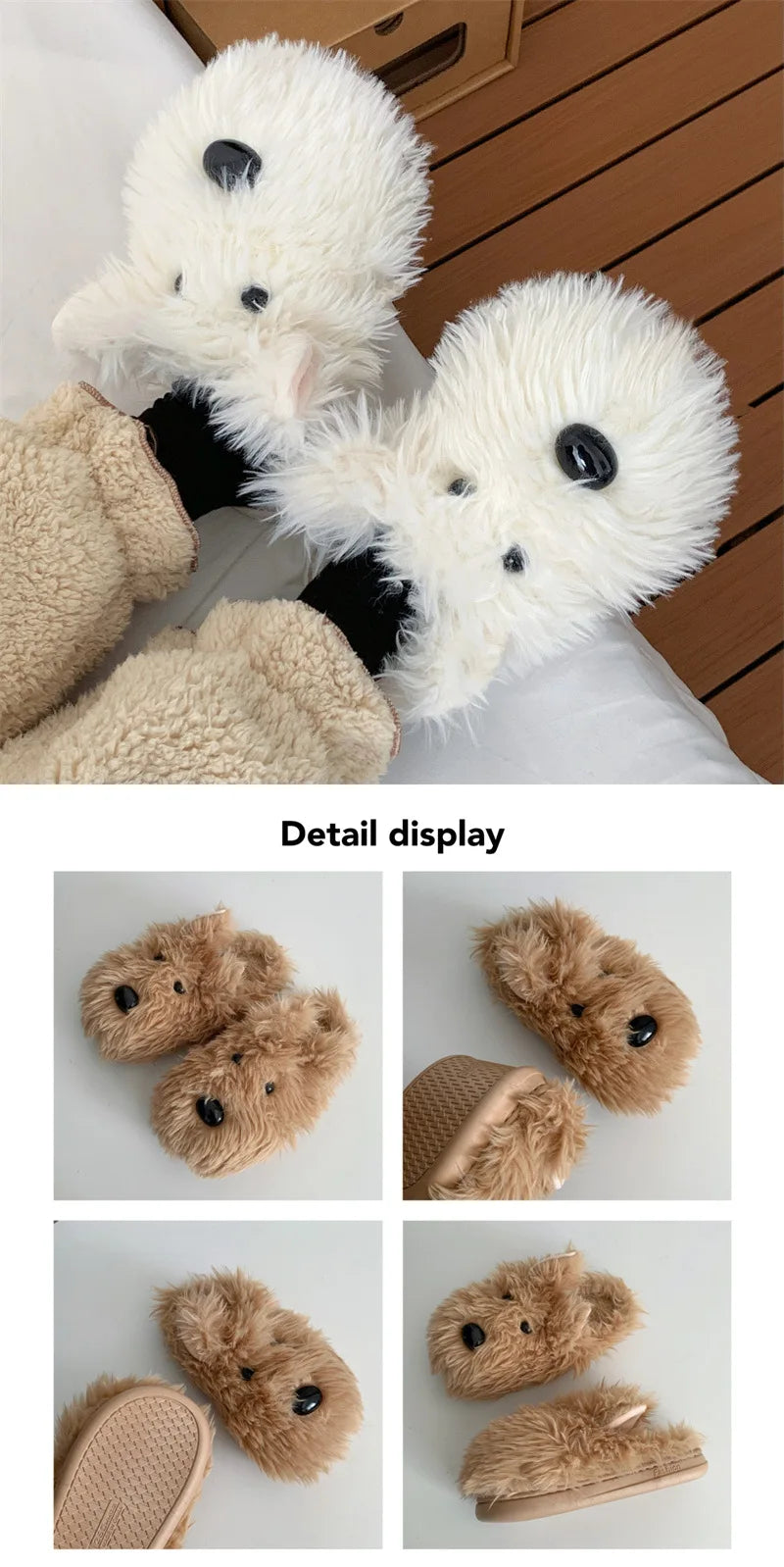 Cute Dog Plush Slippers | Warm Corduroy Indoor Shoes for Couples