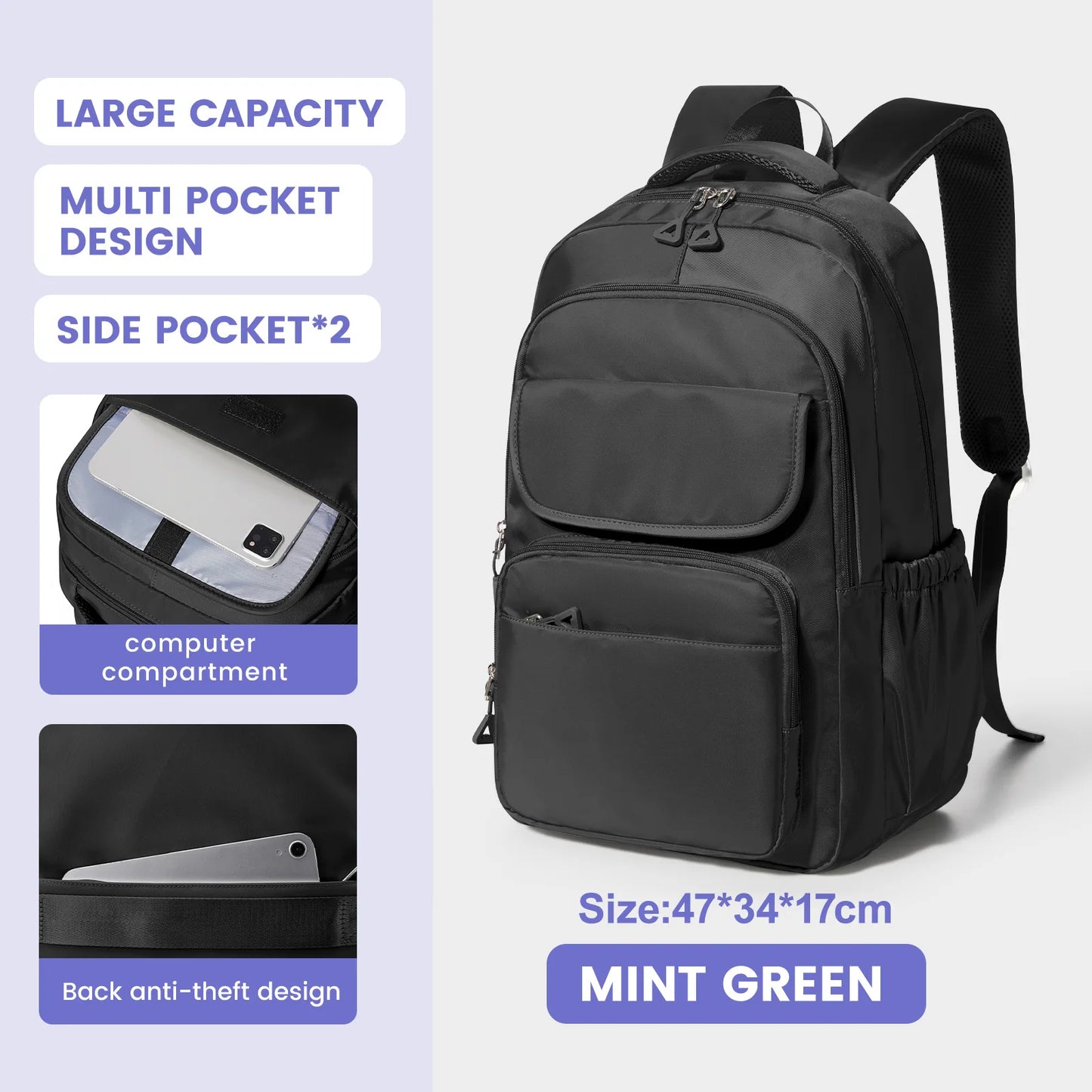 Durable Multi-Pocket Backpack for Women | Stylish School & Travel Bag