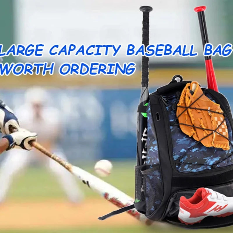 Baseball Softball Backpack | Large Capacity Sports Bag with Shoe Compartment