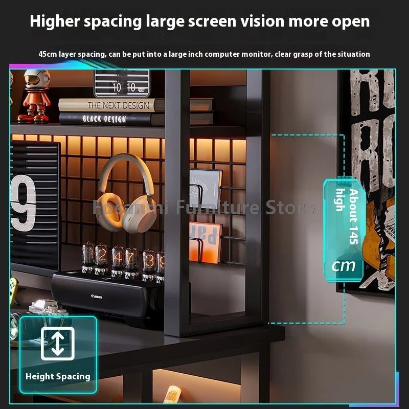 Black Wide Study Desk | Modern Sturdy Gaming Computer Table