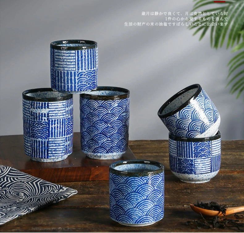 Elegante Taza de Té de Cerámica Ondulada Retro | La Experiencia de Té Perfecta