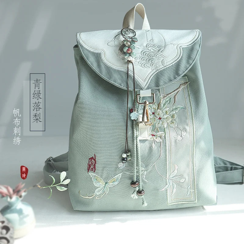 Mochila de 15 pulgadas estilo retro chino | Mochila bordada hecha a mano