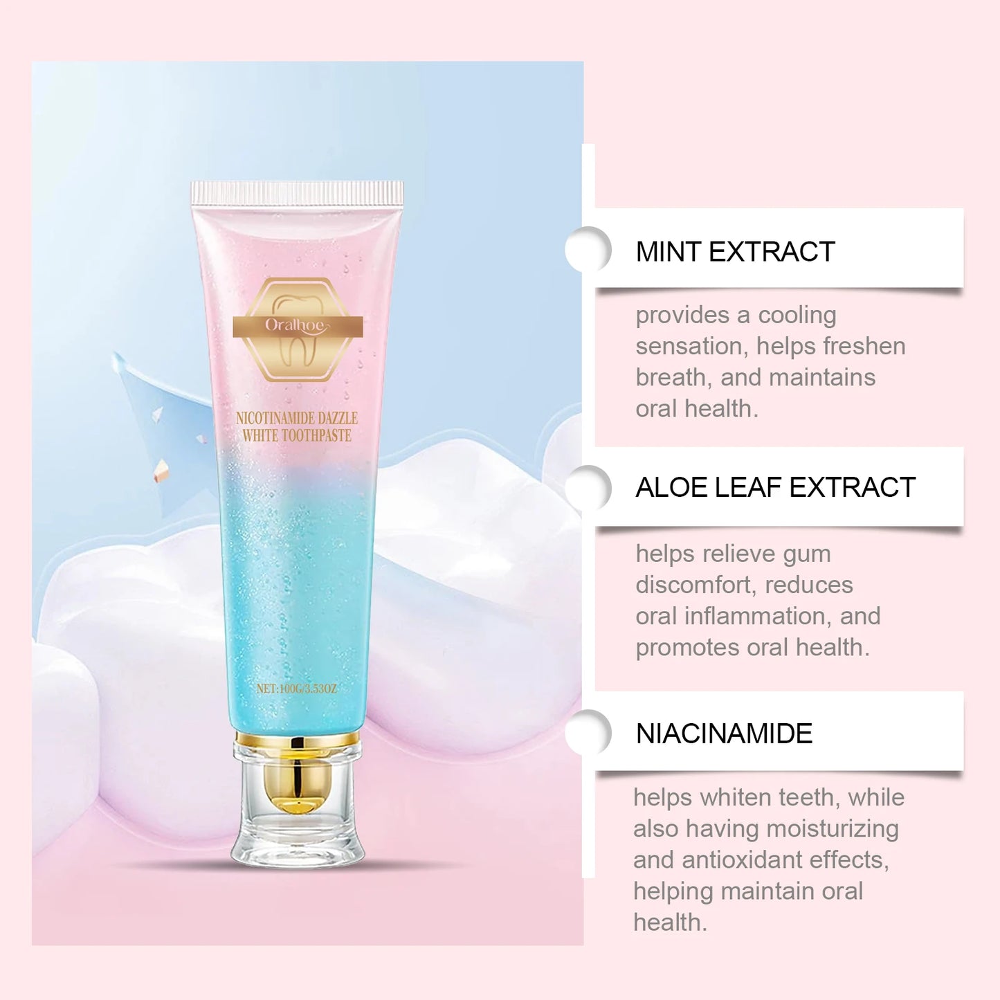 Whitening Toothpaste with Niacinamide | Fresh Breath & Plaque Removal