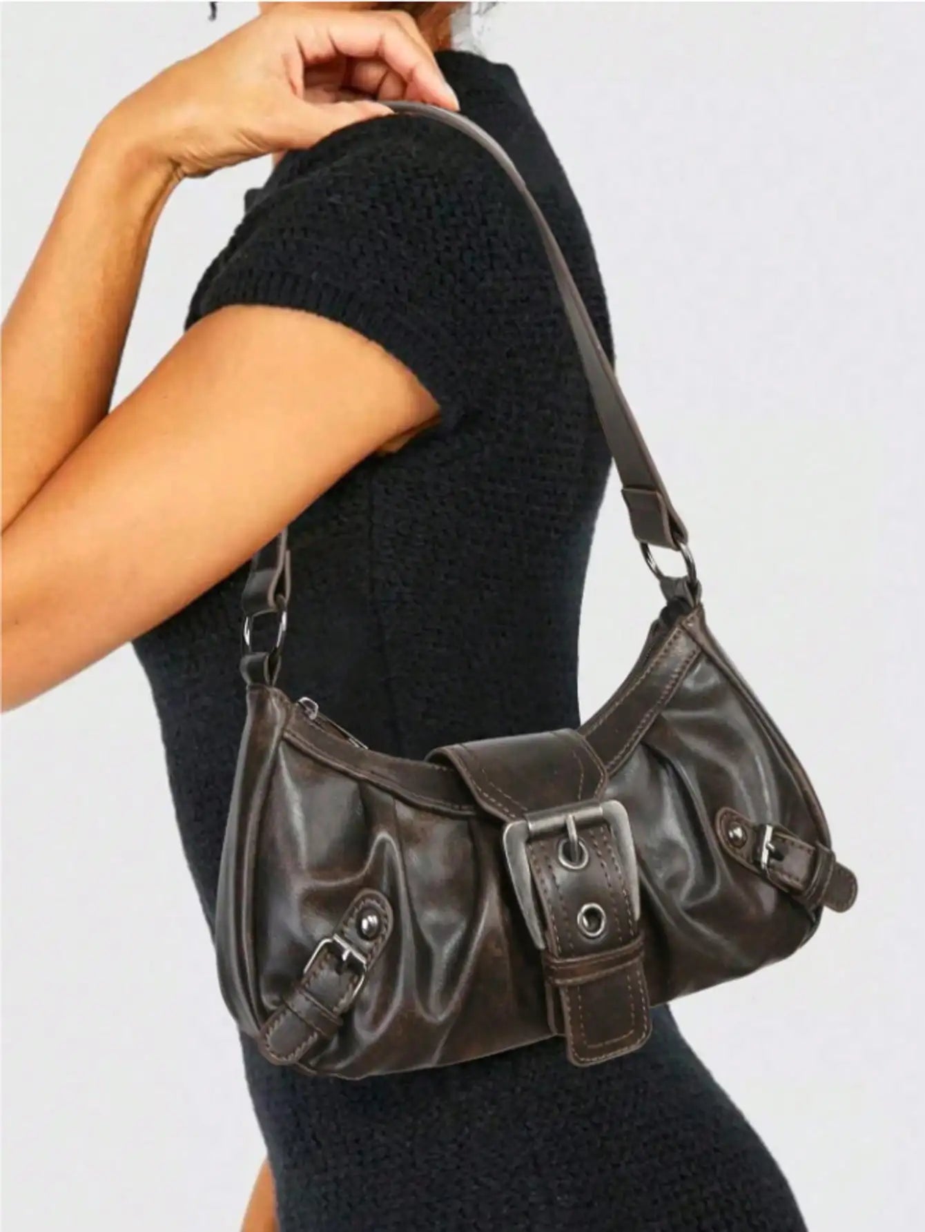Y2K Retro Soft Matte Leather Motorcycle Bag | Stylish Shoulder Bag