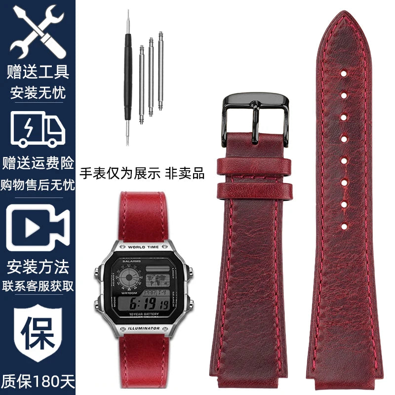 Retro Genuine Leather Watchband | Vintage Men's Bracelet 18MM
