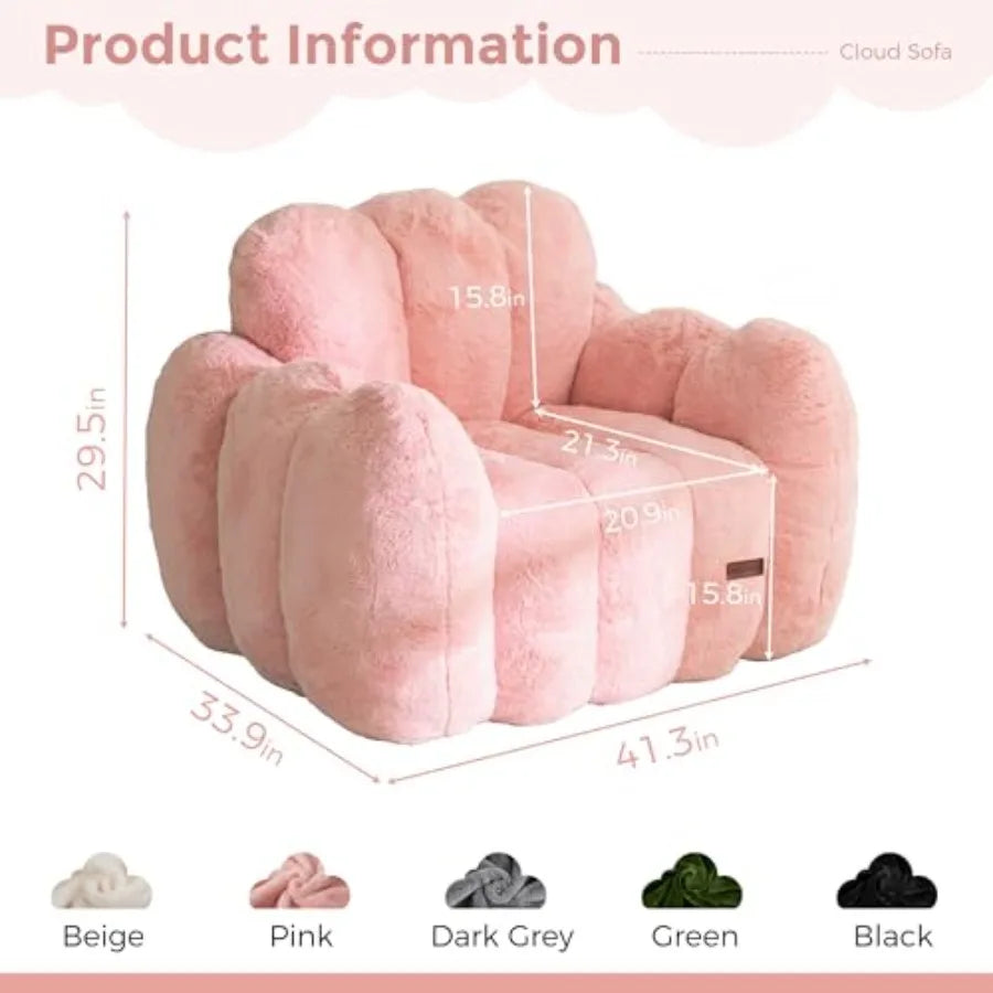 Puf en forma de nube rosa | Sofá suave y cómodo para la relajación