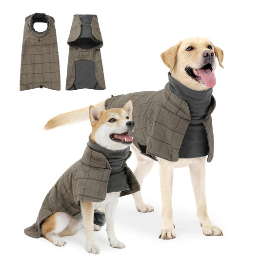 Chaqueta para perros a cuadros impermeable y cortavientos | Ropa de invierno acogedora para mascotas