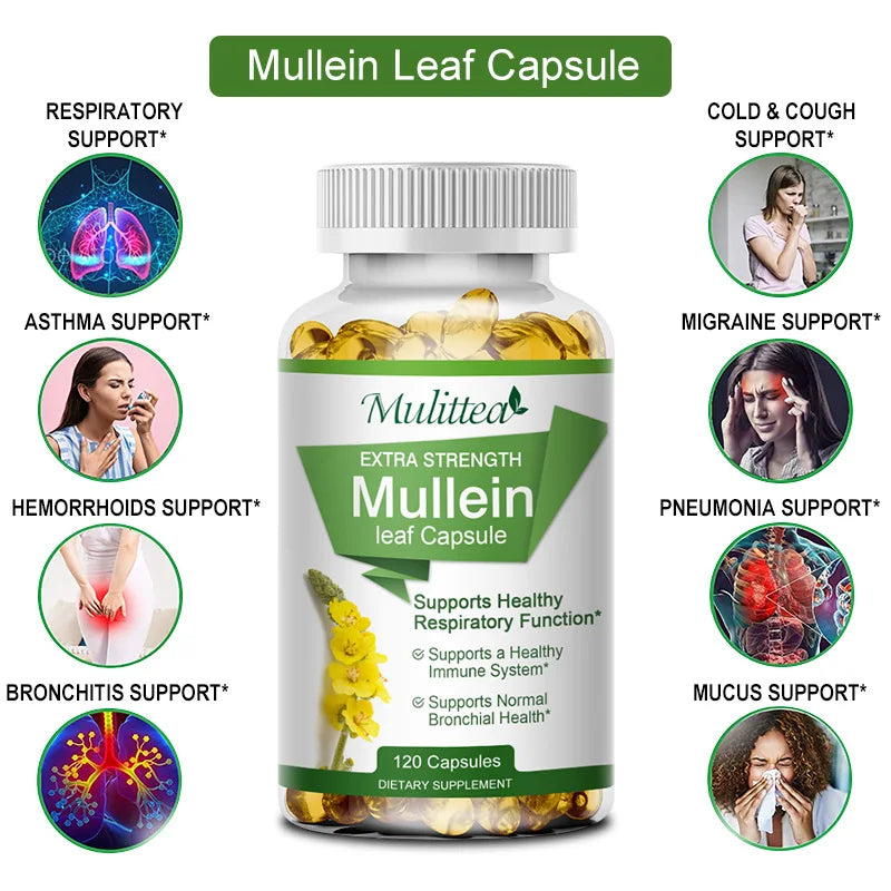 Natural Mullein Leaf Capsules | Herbal Supplement for Lung Health