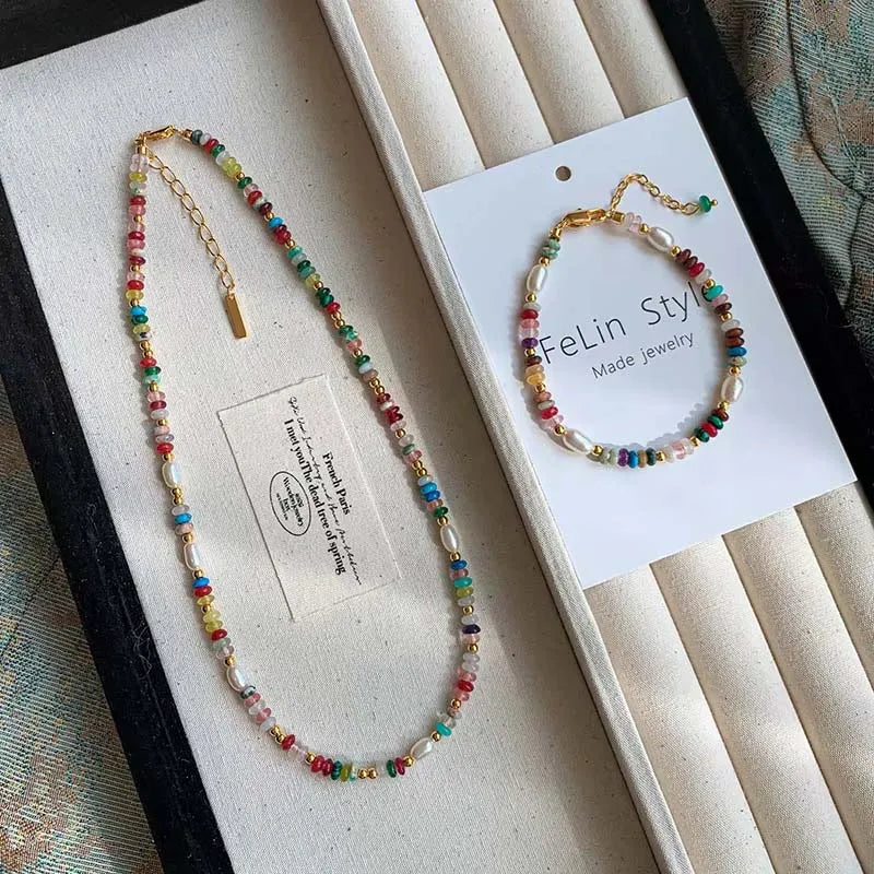 Colorful Beads & Pearl Necklace | Trendy Jewelry for Women
