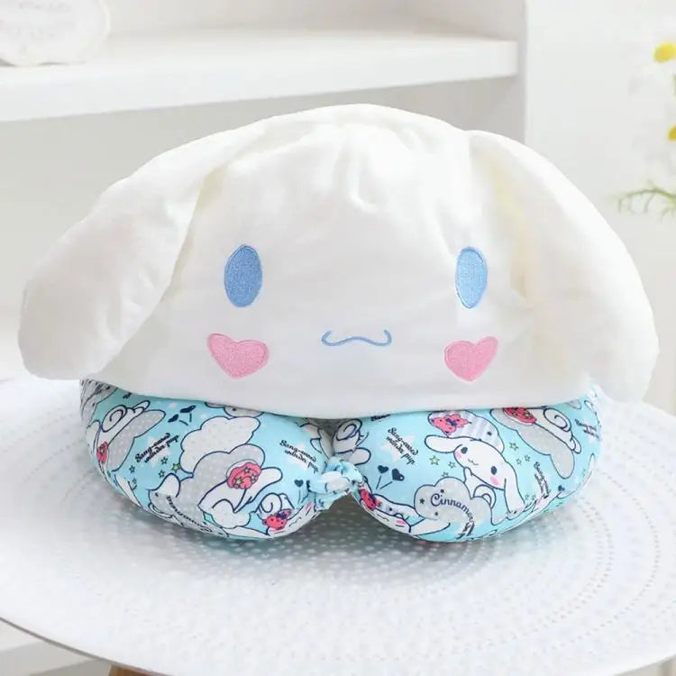 Kawaii Kitty Style Hooded U-Shaped Neck Pillow | Travel Nap Pillow