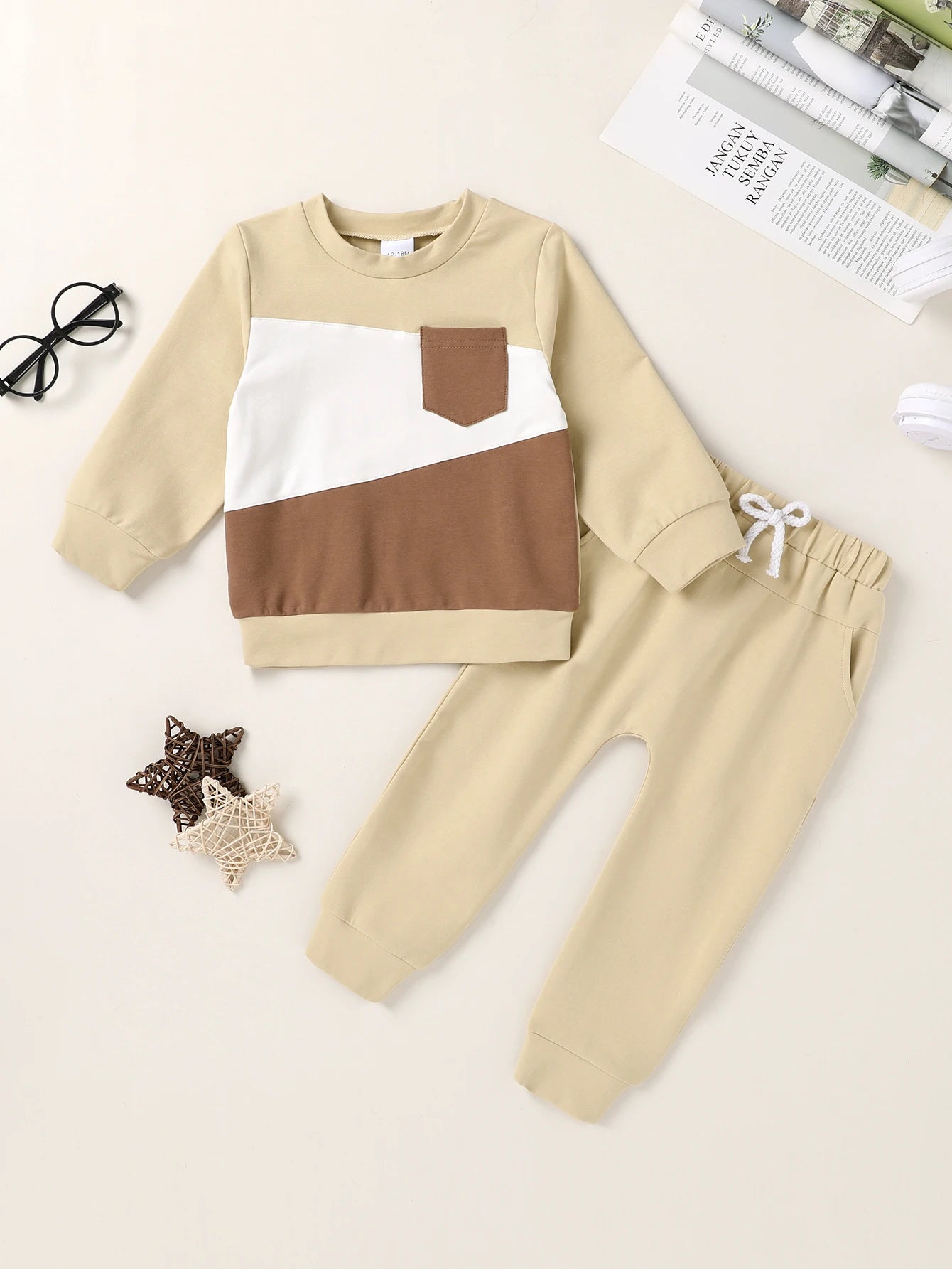 Baby Boy Clothes Set | Trendy Color Block Sweatshirt & Harem Pants