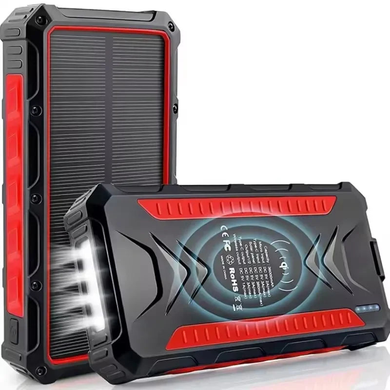 High-Capacity Solar Power Bank | Fast Charging & LED Lights