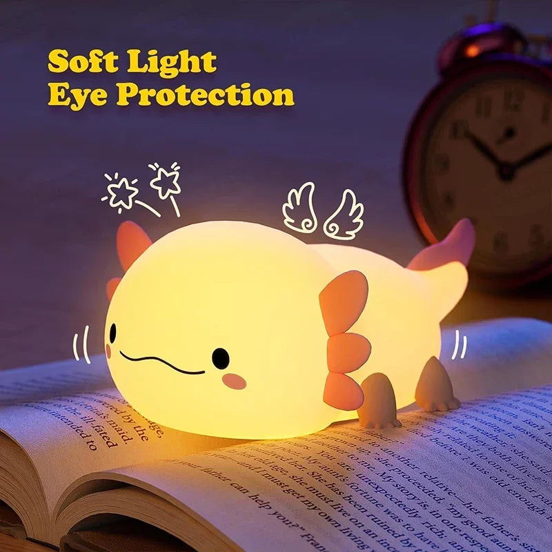 Cute Axolotl Silicone Night Light | Touch Control Nursery Lamp