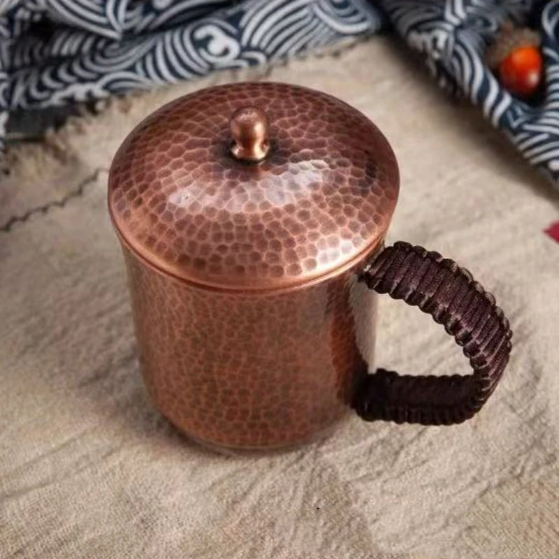 Vintage Pure Copper Coffee Cup with Lid | Moscow Mule Tumbler