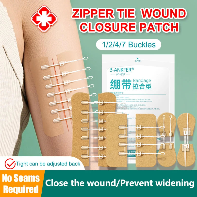 Portable Zipper Tie Wound Closure Patch | Quick Hemostatic Band-Aid