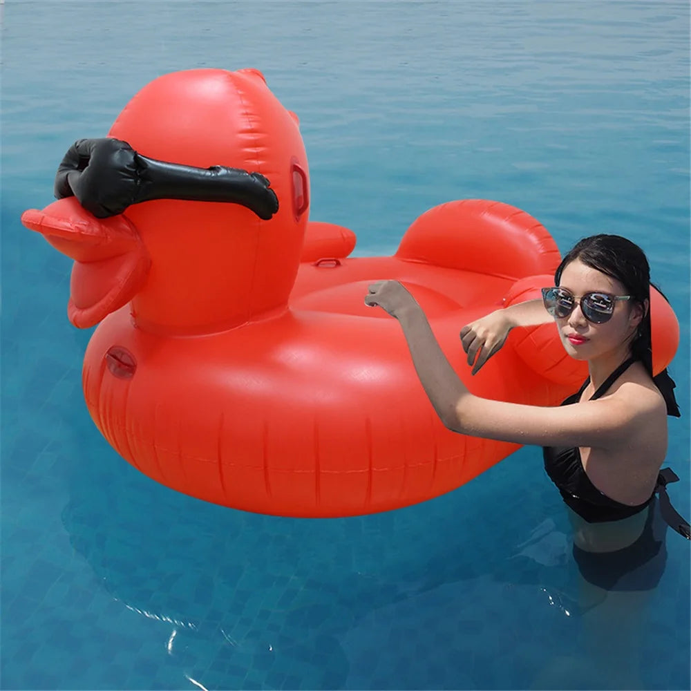 Giant Inflatable Duck Float with Sunglasses | Summer Pool Fun