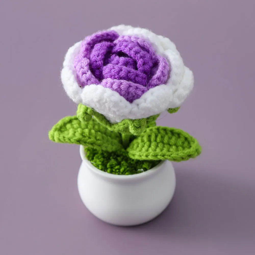 Flores de ganchillo de girasol y tulipán tejidas a mano | Encantadora decoración para el hogar