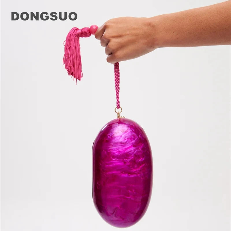 Chic Egg Shape Fringed Clutch Bag for Women | Perfect Evening Purse