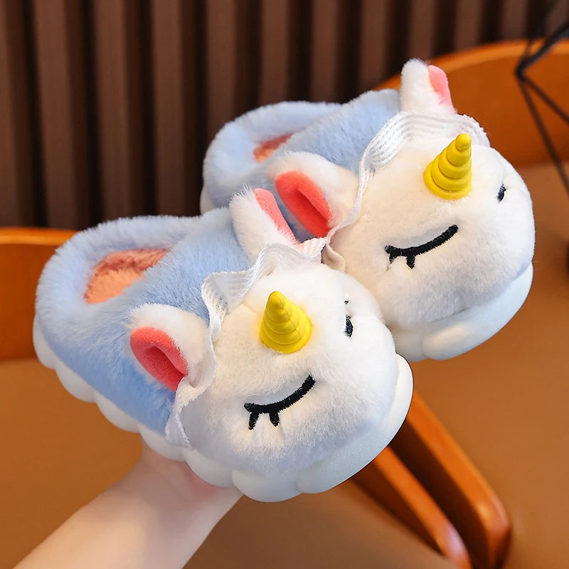 Unicorn Plush Slippers for Kids | Cozy Indoor Winter Shoes