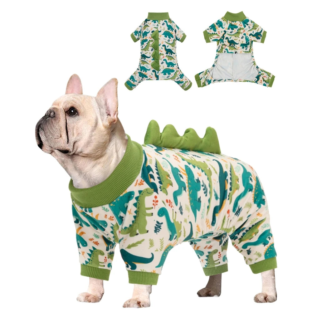 Cute Dinosaur Costume Dog Pajamas | Soft Warm Pet Sleepwear
