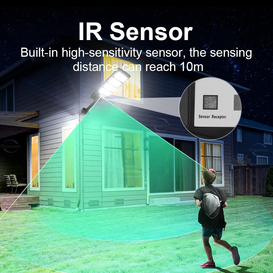 Potente foco LED solar con sensor de movimiento | Iluminación brillante
