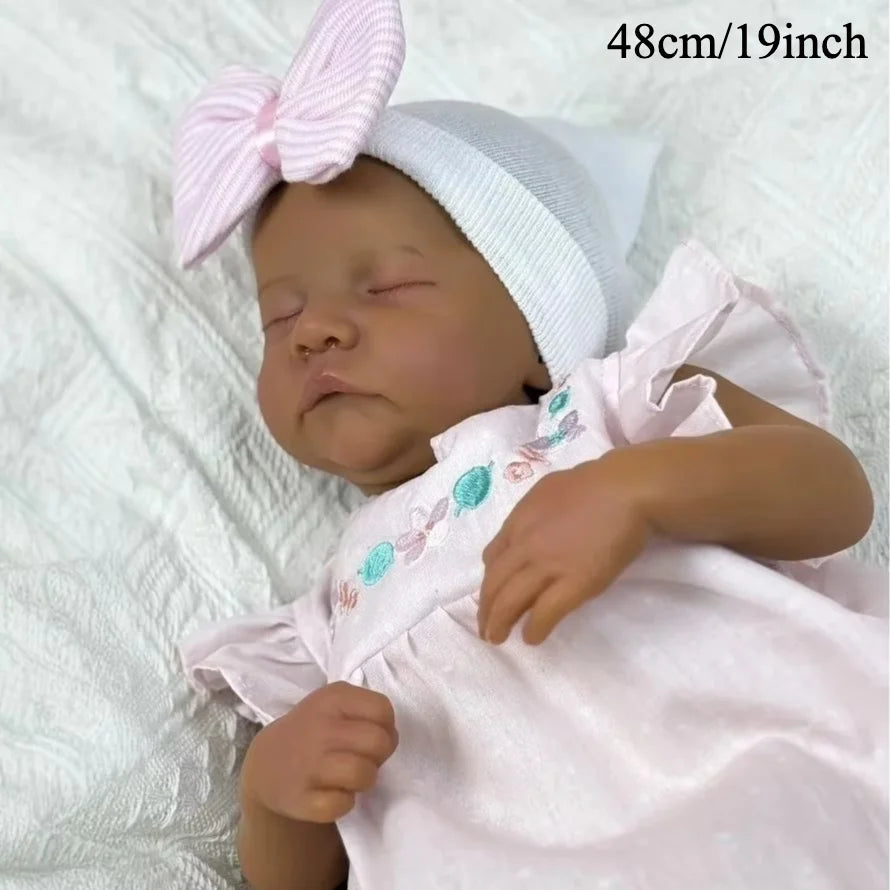19-Inch Black Skin Asleep Reborn Baby Doll | Perfect Gift for Kids