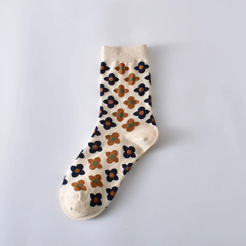 Cute Women's Cotton Socks | Retro Embroidery & Floral Styles