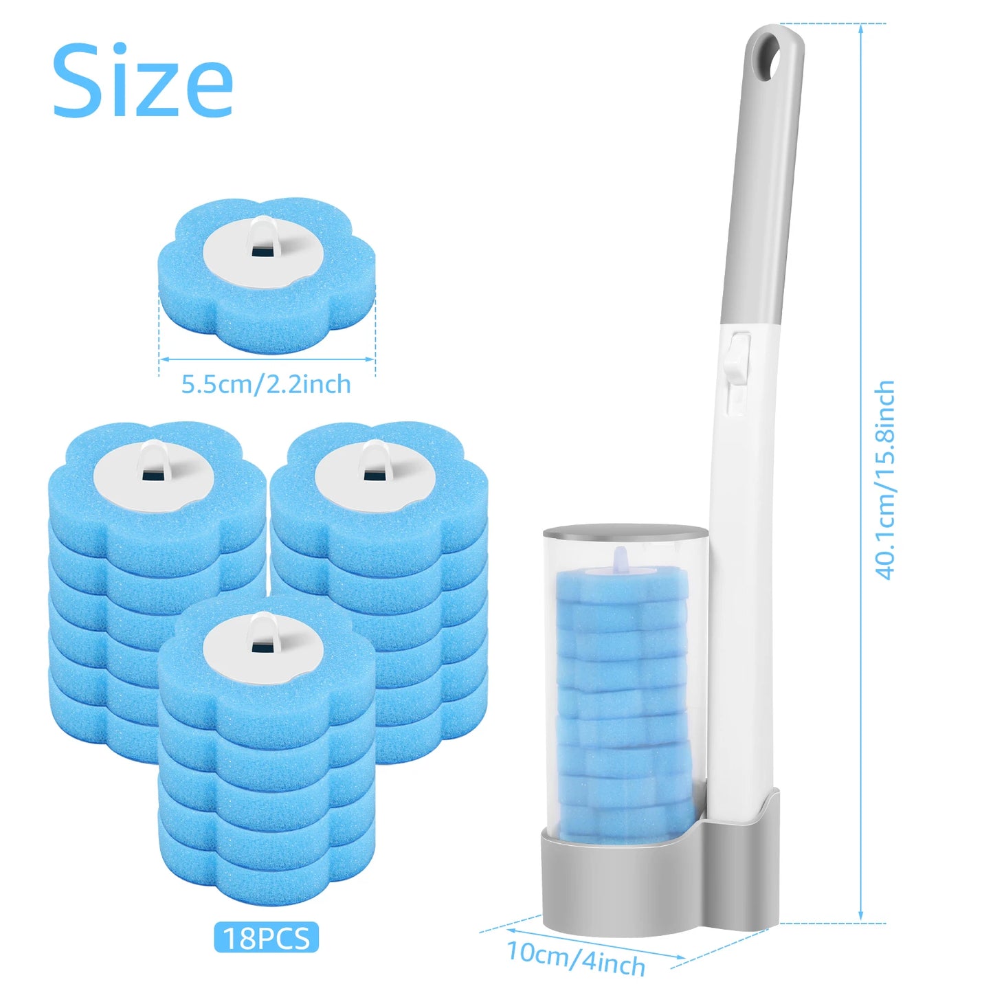 18/36Pcs Toilet Brush with Disposable Heads | Ultimate Bathroom Cleaner