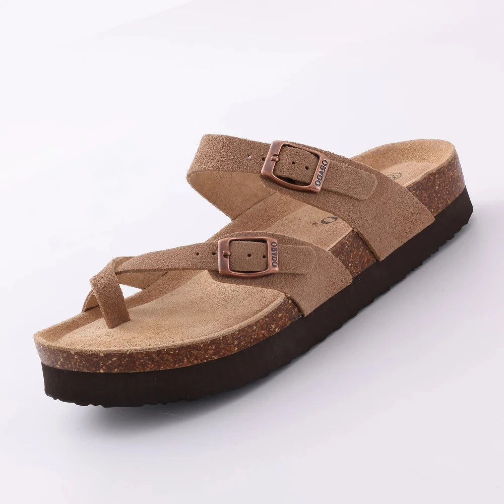 Women's Classic Cork Slippers | Comfortable Suede Clogs with Arch Support