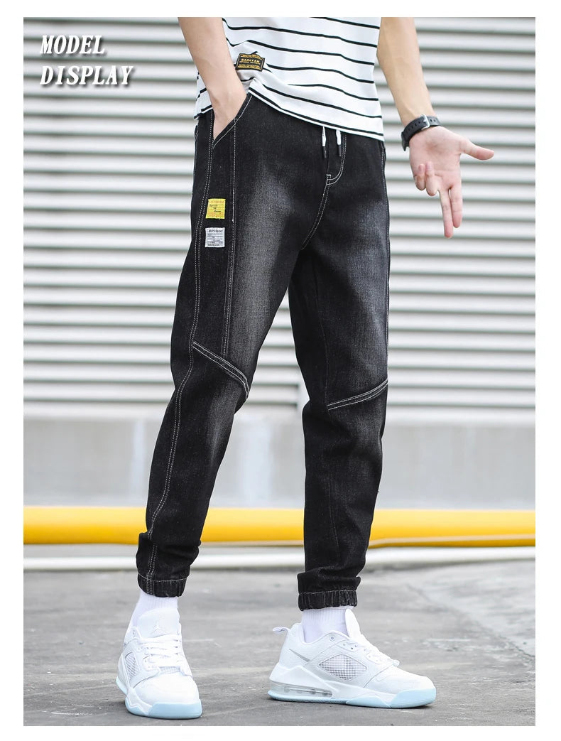 Men's Harem Denim Cargo Pants | Casual Streetwear Joggers