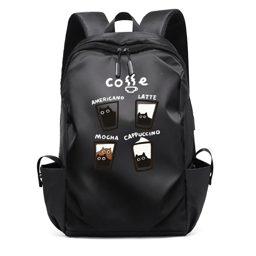 Cute Waterproof Men's Business Laptop Backpack with Cat Print