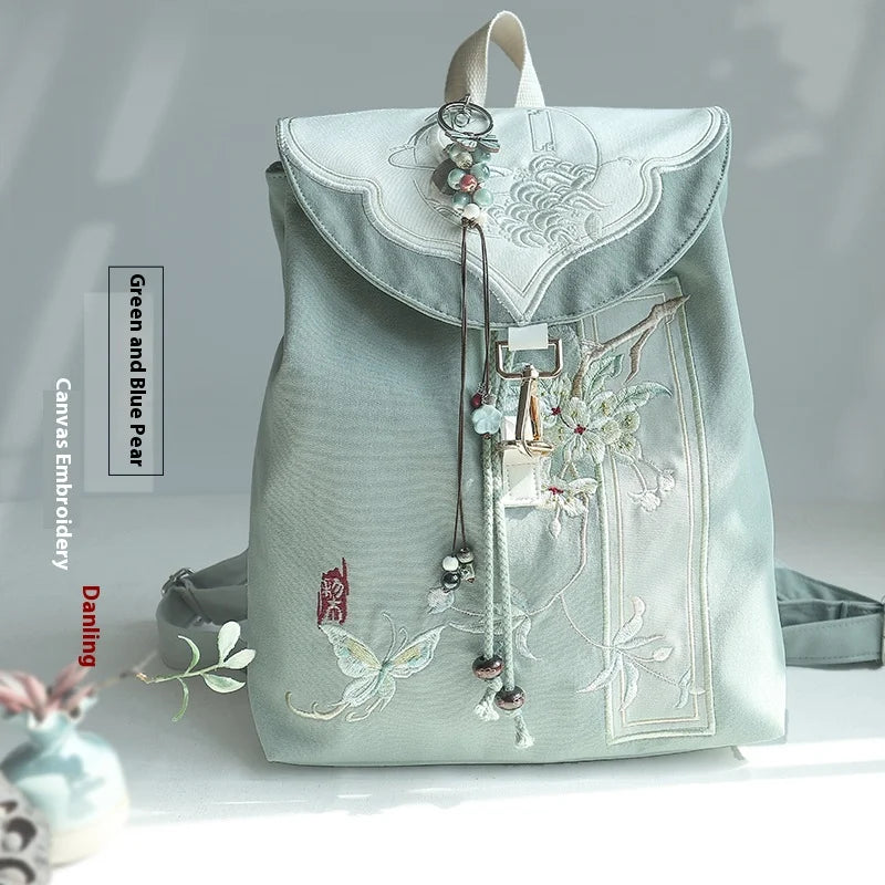 Mochila de 15 pulgadas estilo retro chino | Mochila bordada hecha a mano