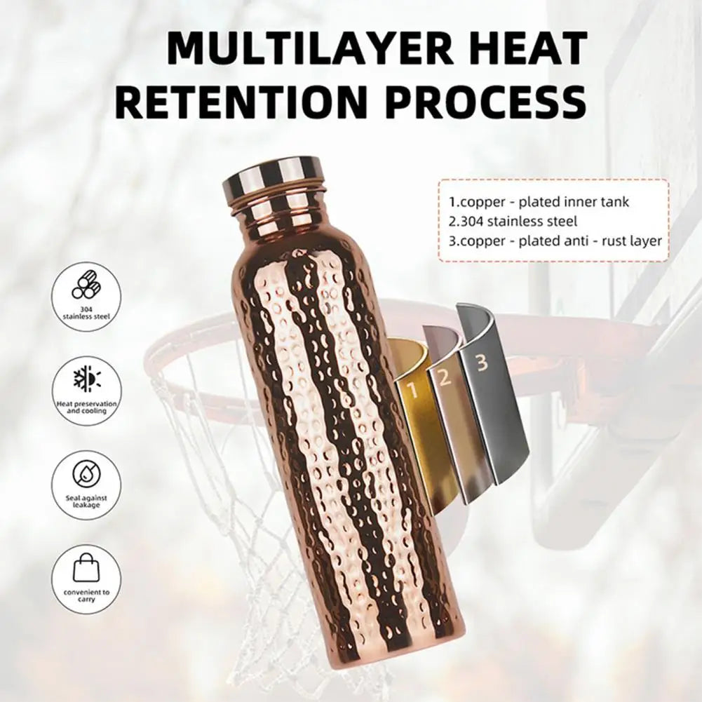 800ML Copper Sports Water Bottle | Leakproof & Stylish Hydration