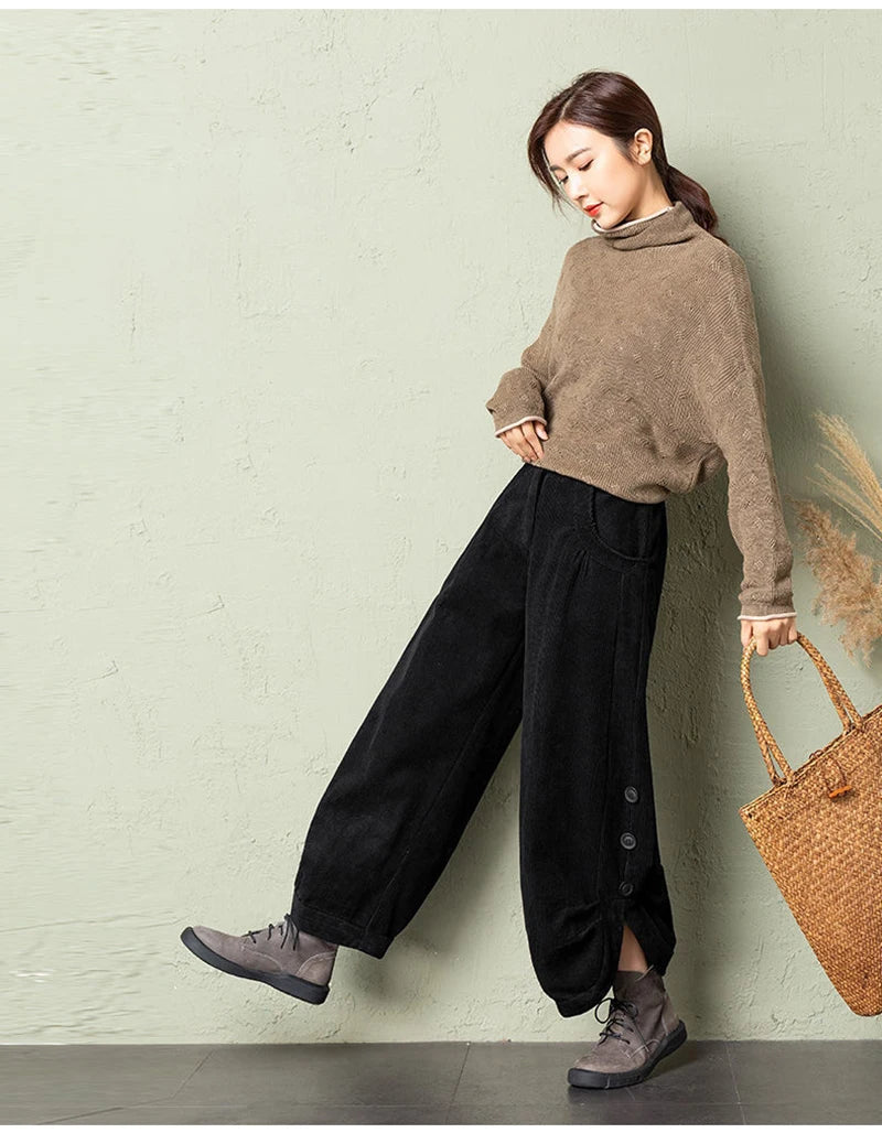 Women’s Warm Corduroy Harem Trousers | Casual Streetwear Pants 2026
