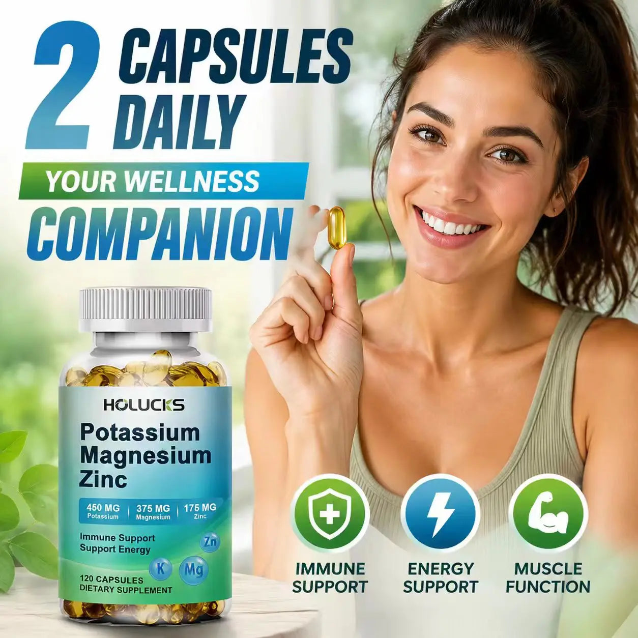 Potassium Magnesium Zinc Capsules | Bone & Heart Health Support