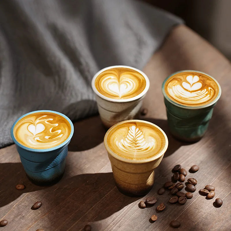 Creative Japanese Retro Ceramic Coffee Mugs | Stylish Latte Cups