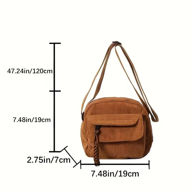 Casual Corduroy Crossbody Bag for Women | Stylish Multi-Pockets