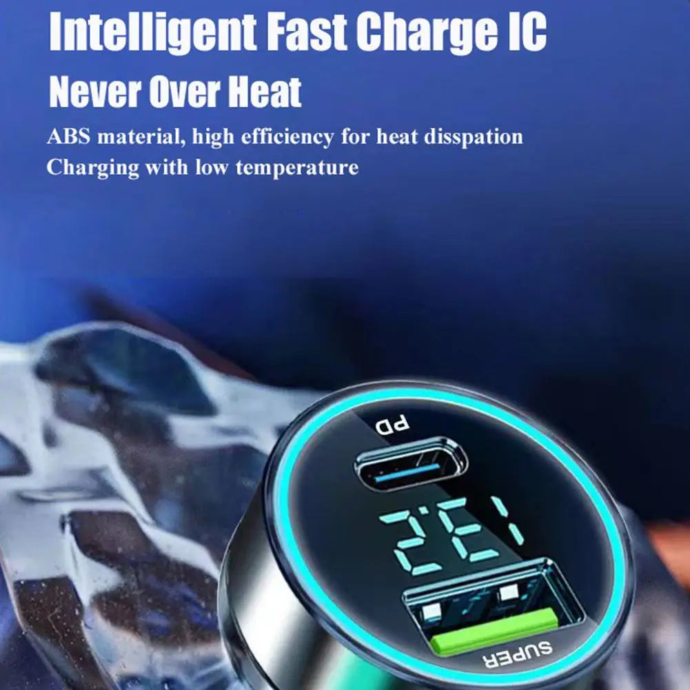 20W Super Fast Car Charger | Dual USB Type-C Adapter for All Devices