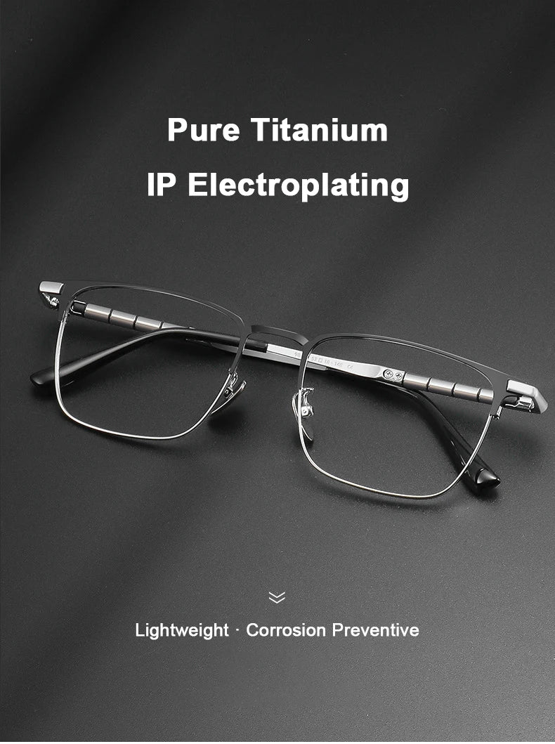 Men's Pure Titanium Square Eyeglasses | Stylish Business Eyewear