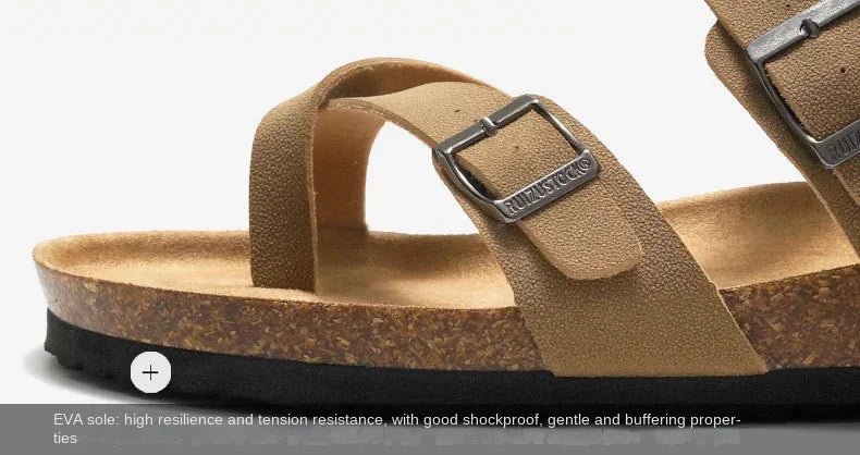 Men's Non-Slip Slippers with Cork Metal Buckle | Waterproof Outdoor Wear