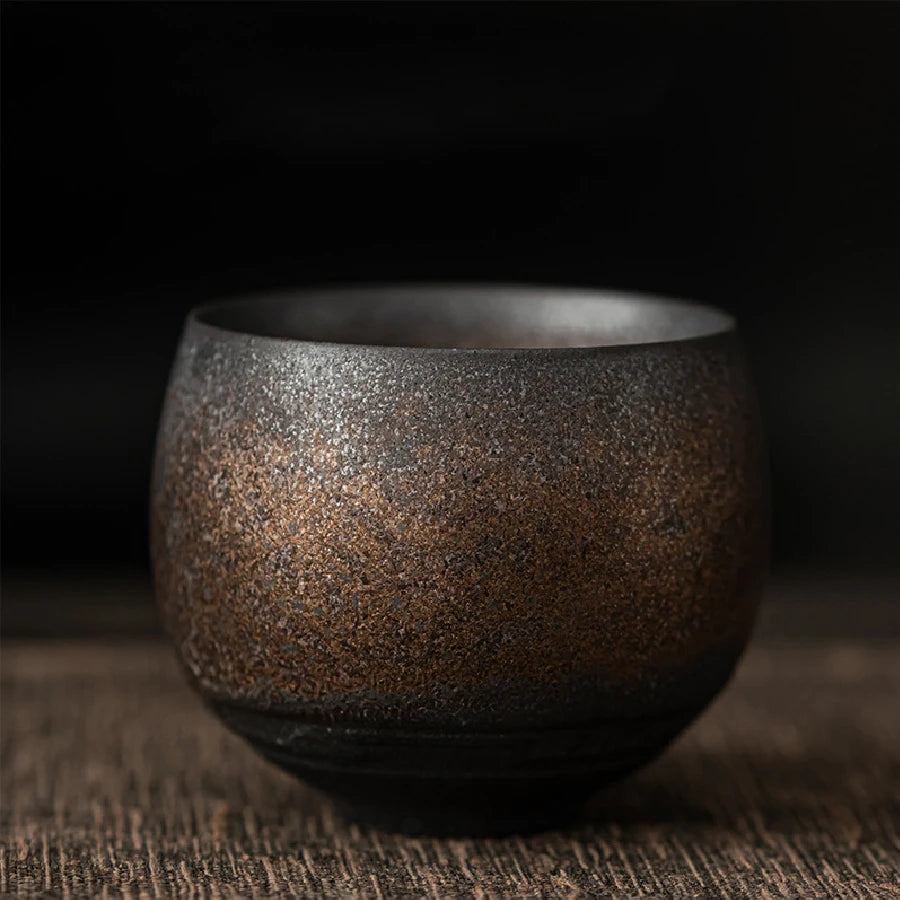 Handmade Rough Pottery Tea Cup | Antique Ceramic Kung Fu Tea Set