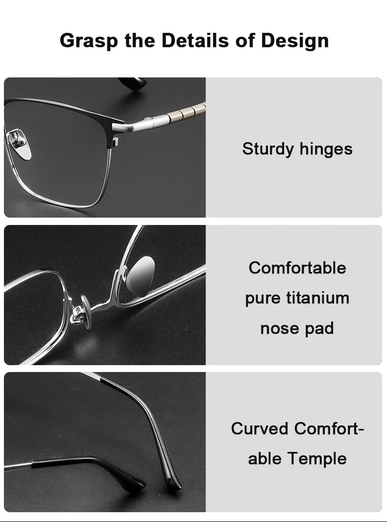 Men's Pure Titanium Square Eyeglasses | Stylish Business Eyewear