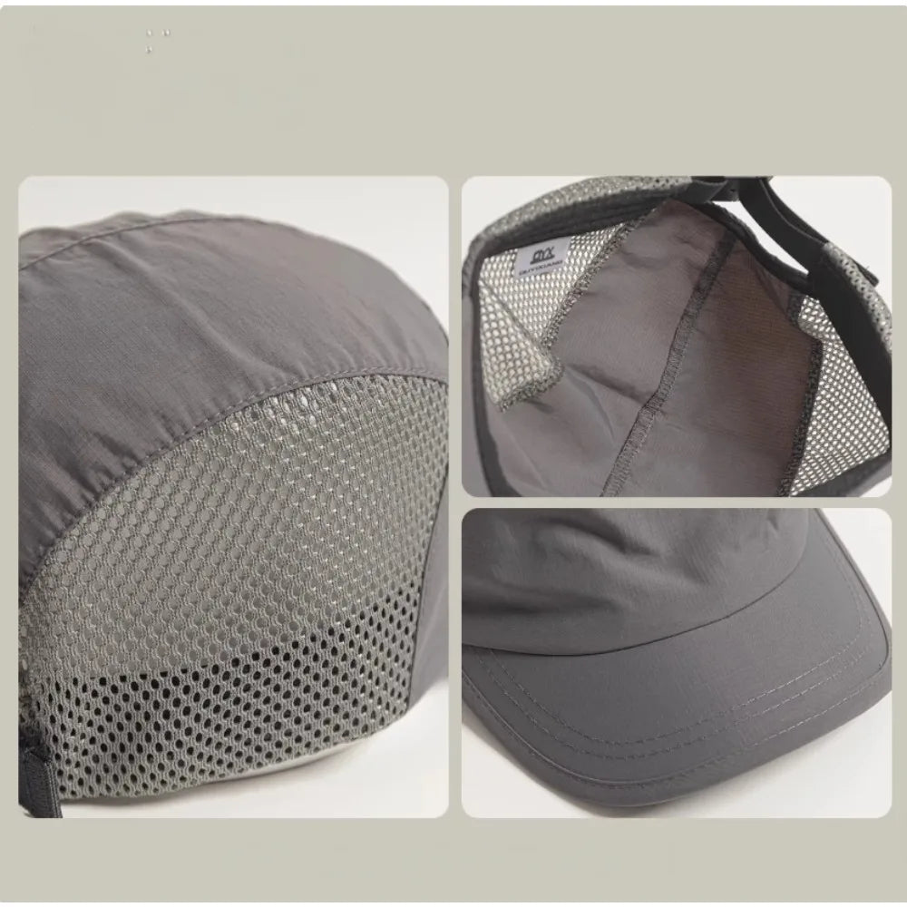 Unisex Vintage Short Brim Nylon Mesh Baseball Cap for Outdoor Activities