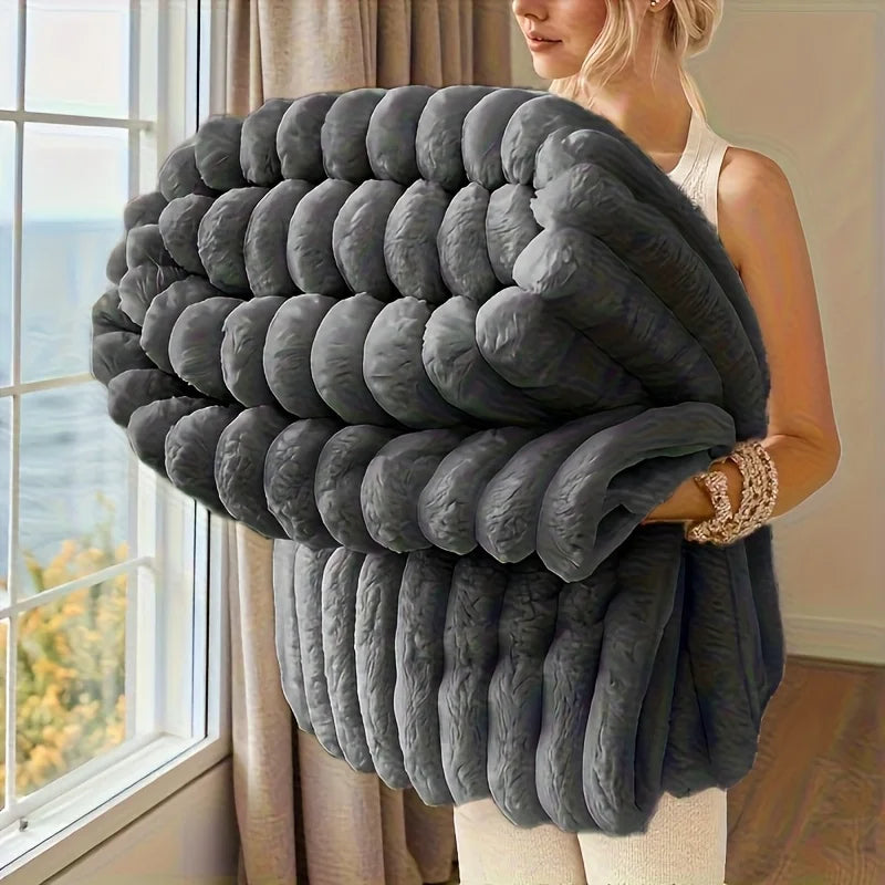 Ultra Soft Striped Fleece Throw Blanket | Warm & Cozy Comfort