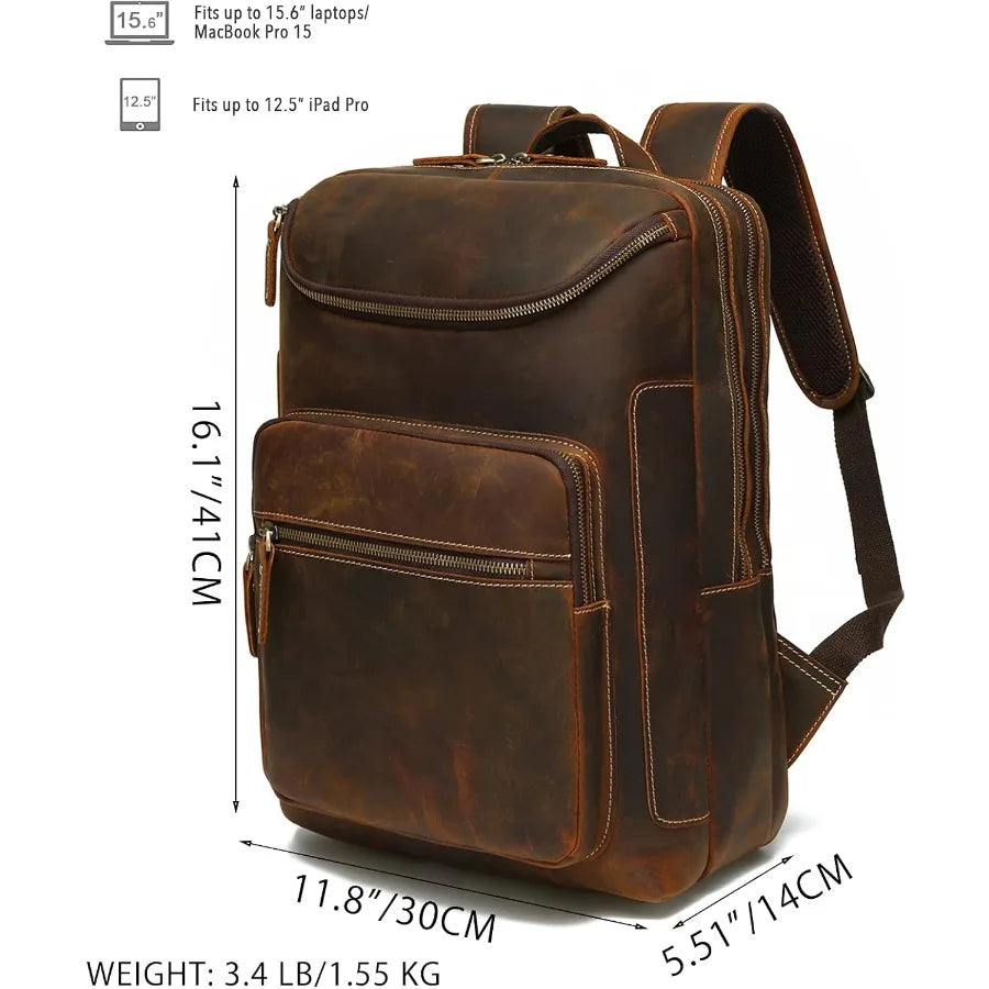 Vintage Genuine Leather Laptop Backpack | Stylish Travel Rucksack